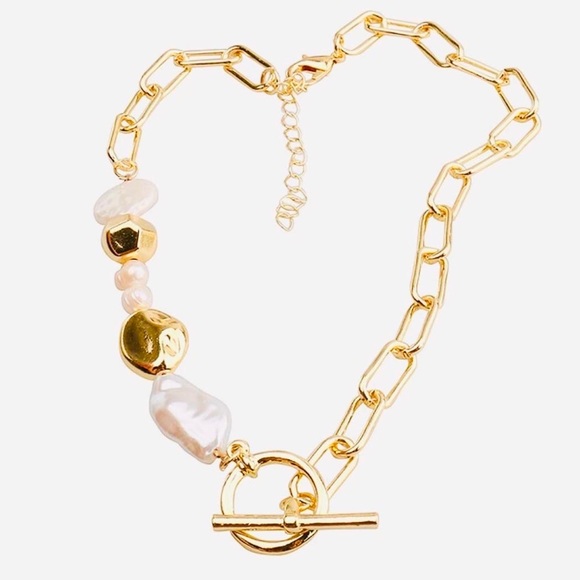 Zara Jewelry - 🍋2/$30 New Pearl & Gold Link Necklace